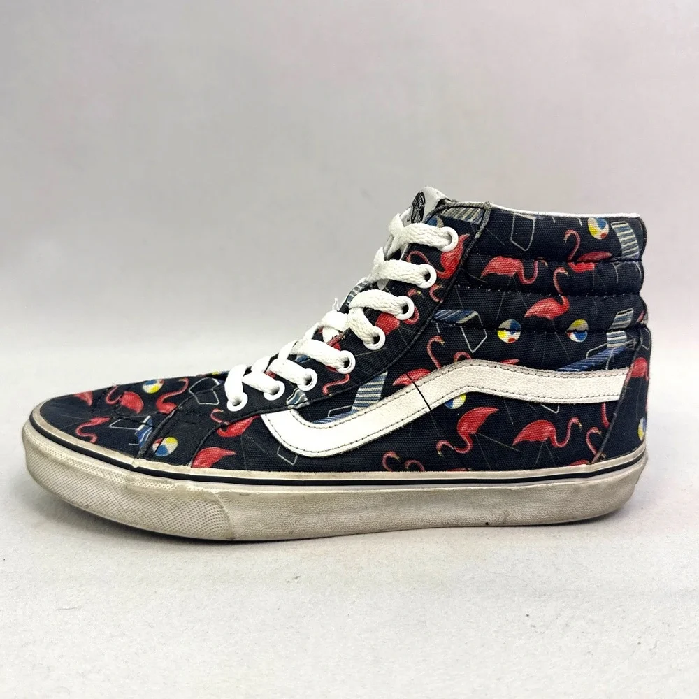 Vans Sk8-Hi Flamingo Beach Print High Top Sneakers Navy Mens 9.5 Womens 11